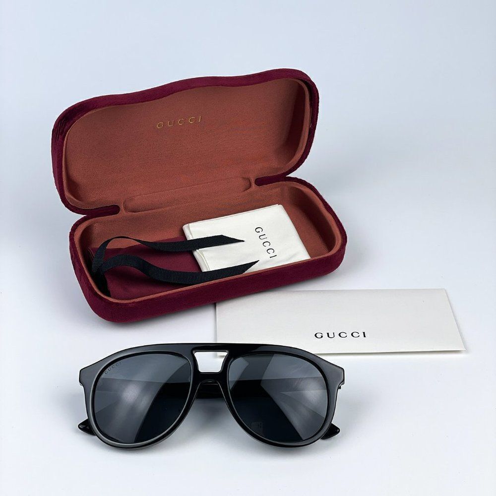 NEW Gucci GG1320S 004 Black Grey Pilot Unisex Sunglasses - Picture 12 of 13